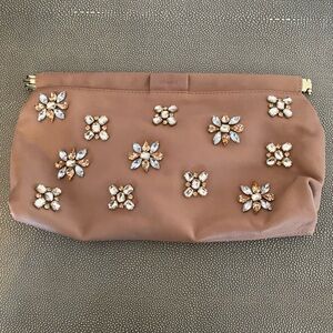 💎Uterqüe Crystal Embellished Lamb Leather Evening Wedding Clutch w Strap💎